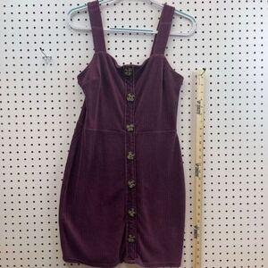 No Boundaries Dress Womens/Junior‎ Burgundy Corduroy Sleeveless Button Up Large